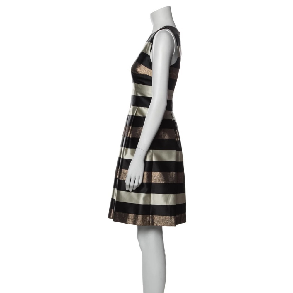 Saks Fifth Avenue Red Label Striped Metallic Pleated A-Line Cocktail Dress, 10 - Picture 3 of 11